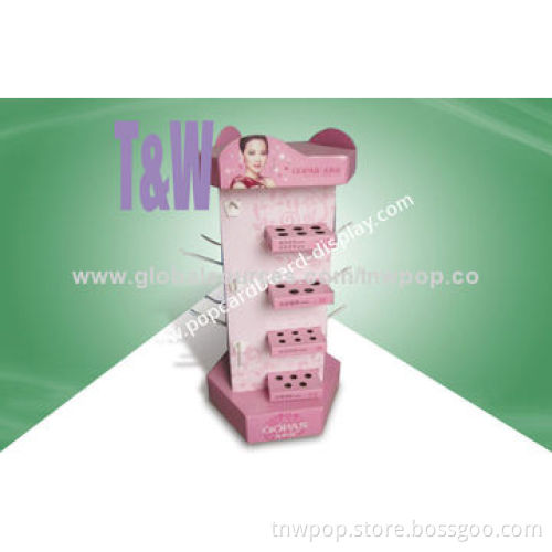 Fashionable POP floor display stand, X shape design, customized size and printing, cosmetic stand
